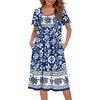 image:imageEkouaer Nightgowns for Women Short Sleeve Pleated House Dress with Pockets  Floral Print Moo Moos Soft Mumu Dress SkinFriendly No SeeThrough Elegant Lounge Dress for Daliy Lounge SleepingBlue Bohemian Flowers