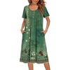 image:imageEkouaer Nightgowns for Women Short Sleeve Pleated House Dress with Pockets  Floral Print Moo Moos Soft Mumu Dress SkinFriendly No SeeThrough Elegant Lounge Dress for Daliy Lounge SleepingFloral Green