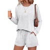 image:imageEkouaer Womens Lounge Sets Pajamas 2026 Fall Long Sleeve TopampShorts XSXXL  Matching 2 Piece SetsFall outfitsLoungewear for TravelVacationAirportHomeDaily WearShorts with PocketsLight Grey