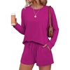 image:imageEkouaer Womens Lounge Sets Pajamas 2026 Fall Long Sleeve TopampShorts XSXXL  Matching 2 Piece SetsFall outfitsLoungewear for TravelVacationAirportHomeDaily WearShorts with PocketsHot Pink