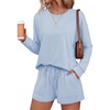 image:imageEkouaer Womens Lounge Sets Pajamas 2026 Fall Long Sleeve TopampShorts XSXXL  Matching 2 Piece SetsFall outfitsLoungewear for TravelVacationAirportHomeDaily WearShorts with PocketsLight Blue
