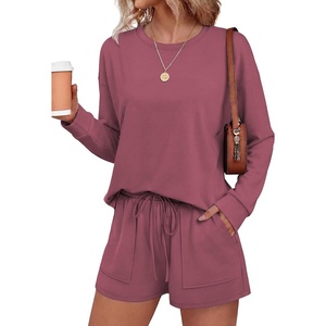 image:imageEkouaer Womens Lounge Sets Pajamas 2026 Fall Long Sleeve TopampShorts XSXXL  Matching 2 Piece SetsFall outfitsLoungewear for TravelVacationAirportHomeDaily WearShorts with PocketsOld Rose