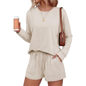 image:imageEkouaer Womens Lounge Sets Pajamas 2026 Fall Long Sleeve TopampShorts XSXXL  Matching 2 Piece SetsFall outfitsLoungewear for TravelVacationAirportHomeDaily WearShorts with PocketsApricot