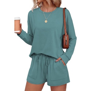 image:imageEkouaer Womens Lounge Sets Pajamas 2026 Fall Long Sleeve TopampShorts XSXXL  Matching 2 Piece SetsFall outfitsLoungewear for TravelVacationAirportHomeDaily WearShorts with PocketsSage Greeen