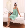 image:imageEkouaer Towel Robe for Women Short Spa Bath Wrap Towel Wrap Shower Robe  Absorbent Material Headband Strap PocketsMint Green