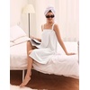 image:imageEkouaer Towel Robe for Women Short Spa Bath Wrap Towel Wrap Shower Robe  Absorbent Material Headband Strap PocketsWhite