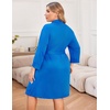 image:imageEkouaer Women Plus Size Robe Knee Length Lightweight Bathrobe Short Kimono Robes with Pockets Maternity Robe  V Neck Knee Length Lightweight Soft Comfy Ladies Sleepwear Maternity Robes 1X5XBlue