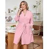 image:imageEkouaer Women Plus Size Robe Knee Length Lightweight Bathrobe Short Kimono Robes with Pockets Maternity Robe  V Neck Knee Length Lightweight Soft Comfy Ladies Sleepwear Maternity Robes 1X5XLight Pink