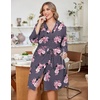 image:imageEkouaer Women Plus Size Robe Knee Length Lightweight Bathrobe Short Kimono Robes with Pockets Maternity Robe  V Neck Knee Length Lightweight Soft Comfy Ladies Sleepwear Maternity Robes 1X5XPurple Flower
