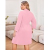 image:imageEkouaer Women Plus Size Robe Knee Length Lightweight Bathrobe Short Kimono Robes with Pockets Maternity Robe  V Neck Knee Length Lightweight Soft Comfy Ladies Sleepwear Maternity Robes 1X5XLight Pink