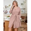 image:imageEkouaer Women Plus Size Robe Knee Length Lightweight Bathrobe Short Kimono Robes with Pockets Maternity Robe  V Neck Knee Length Lightweight Soft Comfy Ladies Sleepwear Maternity Robes 1X5XPink