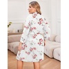 image:imageEkouaer Women Plus Size Robe Knee Length Lightweight Bathrobe Short Kimono Robes with Pockets Maternity Robe  V Neck Knee Length Lightweight Soft Comfy Ladies Sleepwear Maternity Robes 1X5XWhite Floral