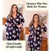 image:imageEkouaer Women Plus Size Robe Knee Length Lightweight Bathrobe Short Kimono Robes with Pockets Maternity Robe  V Neck Knee Length Lightweight Soft Comfy Ladies Sleepwear Maternity Robes 1X5XFloral Black