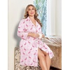image:imageEkouaer Women Plus Size Robe Knee Length Lightweight Bathrobe Short Kimono Robes with Pockets Maternity Robe  V Neck Knee Length Lightweight Soft Comfy Ladies Sleepwear Maternity Robes 1X5XFlamingos