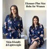 image:imageEkouaer Women Plus Size Robe Knee Length Lightweight Bathrobe Short Kimono Robes with Pockets Maternity Robe  V Neck Knee Length Lightweight Soft Comfy Ladies Sleepwear Maternity Robes 1X5XNavy Floral