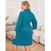 image:imageEkouaer Women Plus Size Robe Knee Length Lightweight Bathrobe Short Kimono Robes with Pockets Maternity Robe  V Neck Knee Length Lightweight Soft Comfy Ladies Sleepwear Maternity Robes 1X5XPeacock Blue