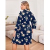 image:imageEkouaer Women Plus Size Robe Knee Length Lightweight Bathrobe Short Kimono Robes with Pockets Maternity Robe  V Neck Knee Length Lightweight Soft Comfy Ladies Sleepwear Maternity Robes 1X5XNavy Floral