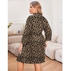 image:imageEkouaer Women Plus Size Robe Knee Length Lightweight Bathrobe Short Kimono Robes with Pockets Maternity Robe  V Neck Knee Length Lightweight Soft Comfy Ladies Sleepwear Maternity Robes 1X5XLeopard