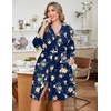 image:imageEkouaer Women Plus Size Robe Knee Length Lightweight Bathrobe Short Kimono Robes with Pockets Maternity Robe  V Neck Knee Length Lightweight Soft Comfy Ladies Sleepwear Maternity Robes 1X5XNavy Floral