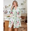 image:imageEkouaer Women Plus Size Robe Knee Length Lightweight Bathrobe Short Kimono Robes with Pockets Maternity Robe  V Neck Knee Length Lightweight Soft Comfy Ladies Sleepwear Maternity Robes 1X5XGreen Flower