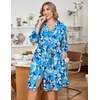 image:imageEkouaer Women Plus Size Robe Knee Length Lightweight Bathrobe Short Kimono Robes with Pockets Maternity Robe  V Neck Knee Length Lightweight Soft Comfy Ladies Sleepwear Maternity Robes 1X5XBlue Fower