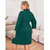 image:imageEkouaer Women Plus Size Robe Knee Length Lightweight Bathrobe Short Kimono Robes with Pockets Maternity Robe  V Neck Knee Length Lightweight Soft Comfy Ladies Sleepwear Maternity Robes 1X5XDark Green