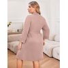 image:imageEkouaer Women Plus Size Robe Knee Length Lightweight Bathrobe Short Kimono Robes with Pockets Maternity Robe  V Neck Knee Length Lightweight Soft Comfy Ladies Sleepwear Maternity Robes 1X5XPink
