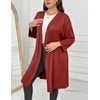 image:imageEkouaer Women Plus Size Robe Knee Length Lightweight Bathrobe Short Kimono Robes with Pockets Maternity Robe  V Neck Knee Length Lightweight Soft Comfy Ladies Sleepwear Maternity Robes 1X5XRed
