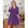 image:imageEkouaer Women Plus Size Robe Knee Length Lightweight Bathrobe Short Kimono Robes with Pockets Maternity Robe  V Neck Knee Length Lightweight Soft Comfy Ladies Sleepwear Maternity Robes 1X5XDeep Purple