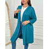 image:imageEkouaer Women Plus Size Robe Knee Length Lightweight Bathrobe Short Kimono Robes with Pockets Maternity Robe  V Neck Knee Length Lightweight Soft Comfy Ladies Sleepwear Maternity Robes 1X5XPeacock Blue