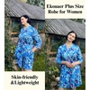 image:imageEkouaer Women Plus Size Robe Knee Length Lightweight Bathrobe Short Kimono Robes with Pockets Maternity Robe  V Neck Knee Length Lightweight Soft Comfy Ladies Sleepwear Maternity Robes 1X5XBlue Fower