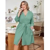 image:imageEkouaer Women Plus Size Robe Knee Length Lightweight Bathrobe Short Kimono Robes with Pockets Maternity Robe  V Neck Knee Length Lightweight Soft Comfy Ladies Sleepwear Maternity Robes 1X5XCeladon Green
