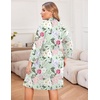 image:imageEkouaer Women Plus Size Robe Knee Length Lightweight Bathrobe Short Kimono Robes with Pockets Maternity Robe  V Neck Knee Length Lightweight Soft Comfy Ladies Sleepwear Maternity Robes 1X5XGreen Flower