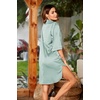image:imageEkouaer Womens Satin Button Down Nightshirt 34 Sleeve Boyfriend Nightgown  Notch Collar Sleepshirt Satin Slip Pajama Dress Sexy Outdoor Shirt Dress Bridal Party Gown Pajama Party Nightwear S3XlStripes Ice Green