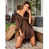 image:imageEkouaer Womens Satin Button Down Nightshirt 34 Sleeve Boyfriend Nightgown  Notch Collar Sleepshirt Satin Slip Pajama Dress Sexy Outdoor Shirt Dress Bridal Party Gown Pajama Party Nightwear S3XlClay