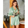 image:imageEkouaer Womens Satin Button Down Nightshirt 34 Sleeve Boyfriend Nightgown  Notch Collar Sleepshirt Satin Slip Pajama Dress Sexy Outdoor Shirt Dress Bridal Party Gown Pajama Party Nightwear S3XlLight Green