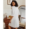 image:imageEkouaer Zipper Robes for Women 34 Sleeve Waffle Knit Bathrobe Lightweight Short Housecoat with Pockets Soft Loungewear