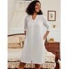 image:imageEkouaer Zipper Robes for Women 34 Sleeve Waffle Knit Bathrobe Lightweight Short Housecoat with Pockets Soft Loungewear