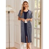 image:imageEkouaer Robes For Women Zipper Bathrobe Short Sleeve Duster With Pockets  Zipper Front House Coat Lightweight Sleepwear Plus Size Loungewear Ladies Nightgown for Mother Postoperative Gown SleepNavy Blue