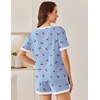 image:imageEkouaer Womens Ribbed Knit Pajama Set Short Sleeve Top Shorts PJs  Pajama Sets for Women 2 Piece with Crew Neck Contrast Design Ribbed Knit Sleepwear Side Pockets Drawstring WaistbandCherryblue