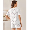 image:imageEkouaer Womens Ribbed Knit Pajama Set Short Sleeve Top Shorts PJs  Pajama Sets for Women 2 Piece with Crew Neck Contrast Design Ribbed Knit Sleepwear Side Pockets Drawstring WaistbandCherrywhite