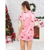 image:imageEkouaer Womens Satin Pajama Set Silk Pj Short Sets 2 Piece Loungewear S5XL  Soft Button Down Sleepwear Short Sleeve Shirt and Shorts Pj Set with Split Design for Sleep Lounge Wedding Bridal GiftsPink Christmas Candy Cane