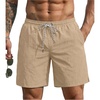 image:imageEkouaer Mens Swim Trunks 7 Quick Dry Board Shorts Swimwear Bathing Suit with Mesh Liner 2 in 1 Swimming Short with PocketsLight Brown Khaki
