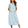 image:imageEkouaer Robes For Women Zipper Bathrobe Short Sleeve Duster With Pockets  Zipper Front House Coat Lightweight Sleepwear Plus Size Loungewear Ladies Nightgown for Mother Postoperative Gown SleepBlue Floral