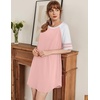 image:imageEkouaer Cotton Nightgowns for Women Color Block Short Sleeve Sleep Shirts  Soft Cotton Crew Neck Short Night Shirts Daily Wear Oversize Sleepwear Comfy and Stylish Sleep Vacation TravelPink