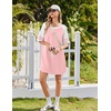image:imageEkouaer Cotton Nightgowns for Women Color Block Short Sleeve Sleep Shirts  Soft Cotton Crew Neck Short Night Shirts Daily Wear Oversize Sleepwear Comfy and Stylish Sleep Vacation TravelPink