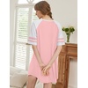 image:imageEkouaer Cotton Nightgowns for Women Color Block Short Sleeve Sleep Shirts  Soft Cotton Crew Neck Short Night Shirts Daily Wear Oversize Sleepwear Comfy and Stylish Sleep Vacation TravelPink