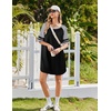 image:imageEkouaer Cotton Nightgowns for Women Color Block Short Sleeve Sleep Shirts  Soft Cotton Crew Neck Short Night Shirts Daily Wear Oversize Sleepwear Comfy and Stylish Sleep Vacation TravelBlack