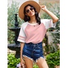 image:imageEkouaer Cotton Nightgowns for Women Color Block Short Sleeve Sleep Shirts  Soft Cotton Crew Neck Short Night Shirts Daily Wear Oversize Sleepwear Comfy and Stylish Sleep Vacation TravelPink