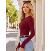 image:imageEkouaer Long Sleeve Shirts for Women Crew Neck Undershirt with Thumb Holes  Lightweight Soft Fabric Thermal Underscrub Casual Fitted Basic Underwear Fall Winter Workout Base Layer Athletic ClothRed